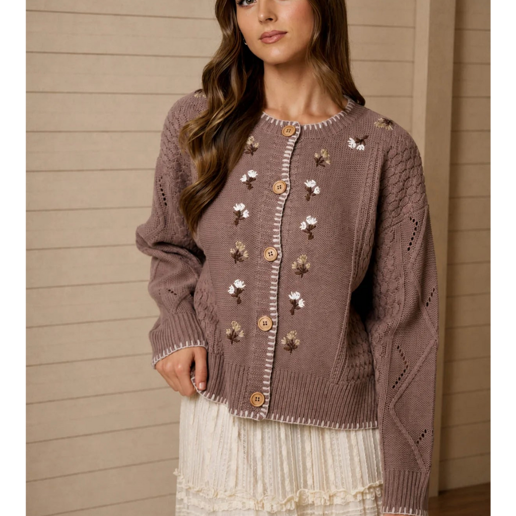Wildflower Bloom Cable Knit Cardigan