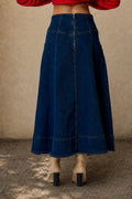 Willow Lace-Up Denim Midi Skirt