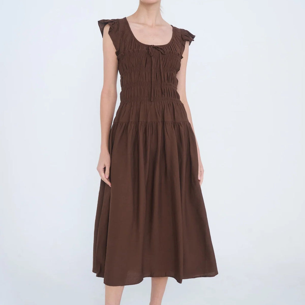 Willow Shirred Bodice Midi Dress