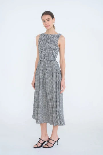 Lane Gingham Midi Dress