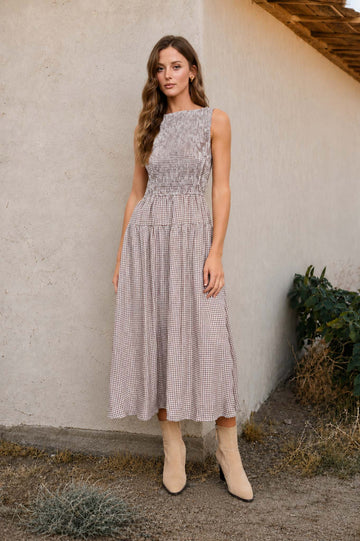 Lane Gingham Midi Dress