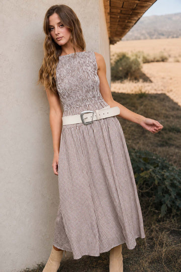 Lane Gingham Midi Dress