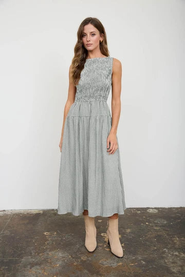 Lane Gingham Midi Dress