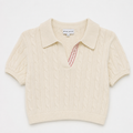 Jessica Cable Knit Collared Short Sleeved Sweater