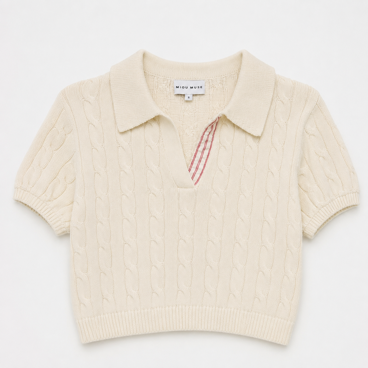 Jessica Cable Knit Collared Short Sleeved Sweater