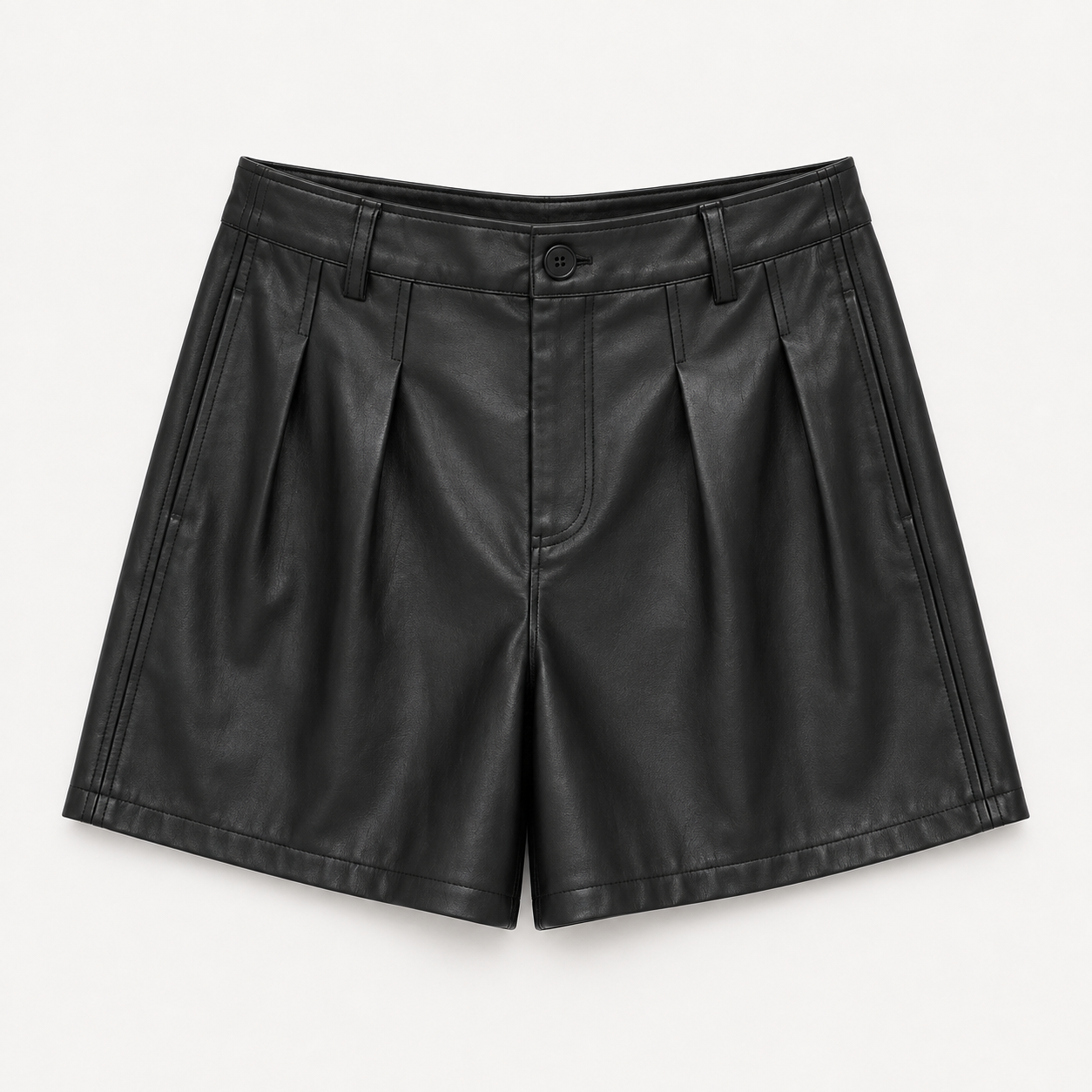 Pleat Front Faux Leather Wide Leg Crop Shorts - 2 colors