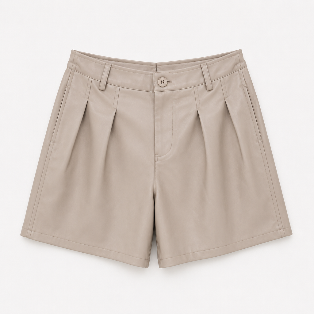 Pleat Front Faux Leather Wide Leg Crop Shorts - 2 colors