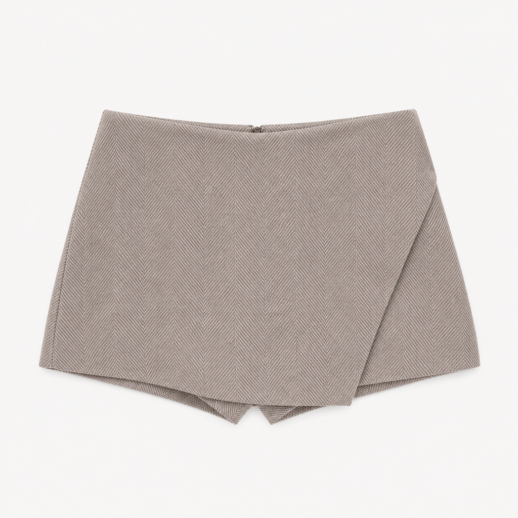 Janice Herringbone Weave Skort