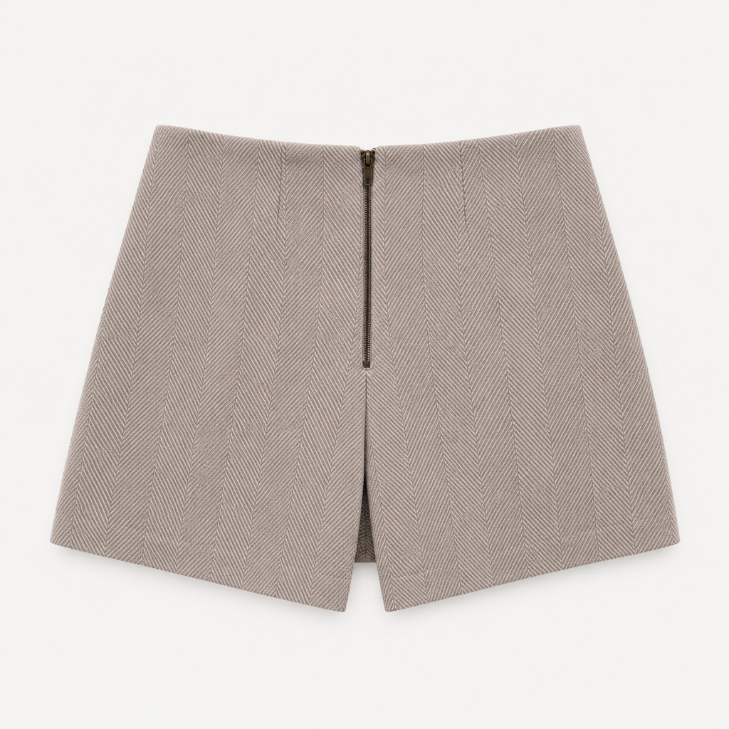 Janice Herringbone Weave Skort