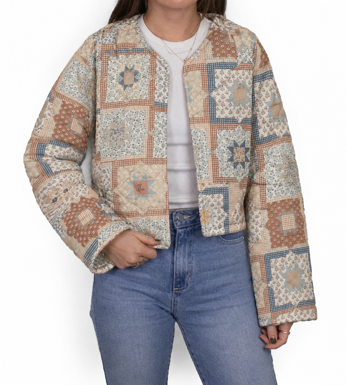 Gwen Patchwork Slate Linen Jacket