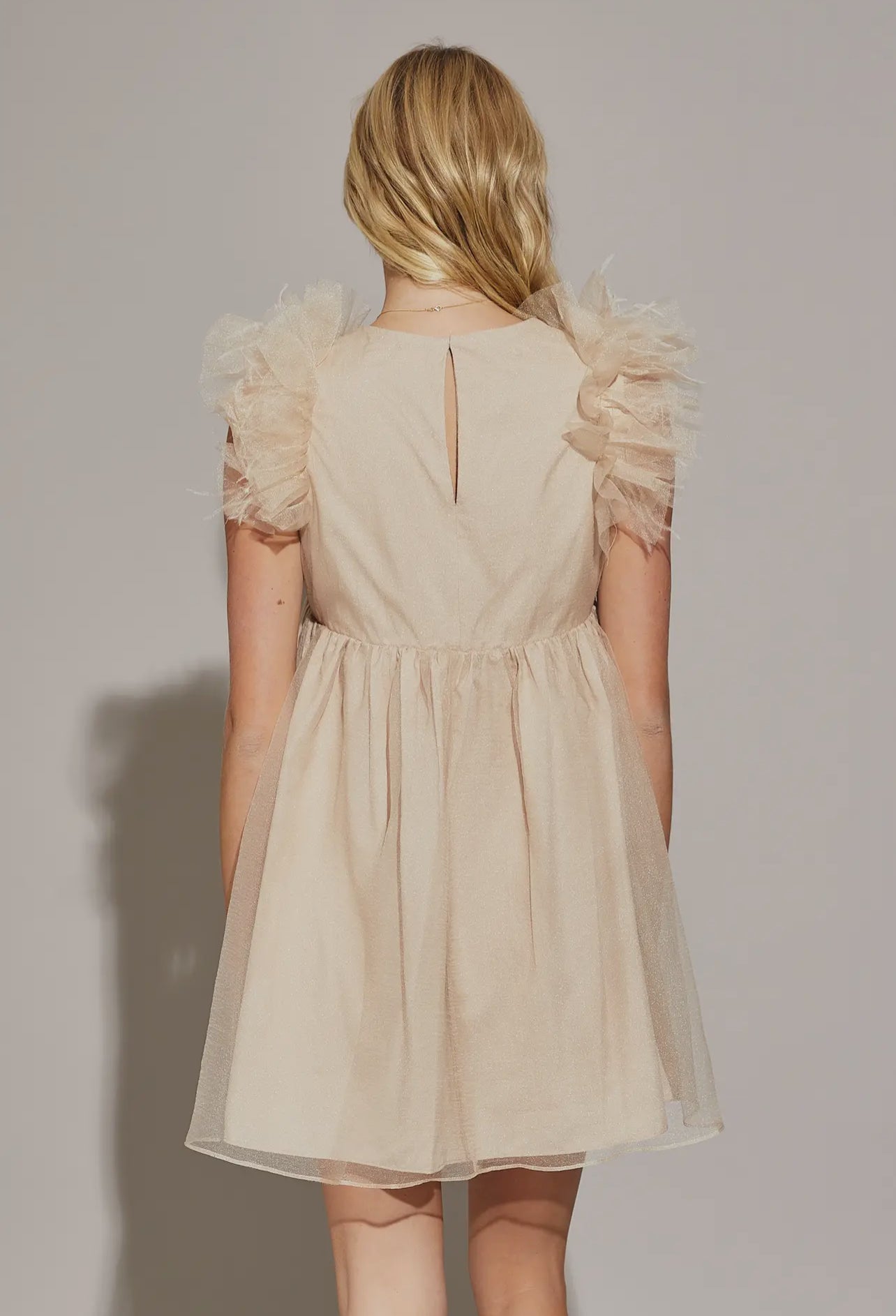 Ruffle sleeve V Neck Romper Dress- CLEARANCE