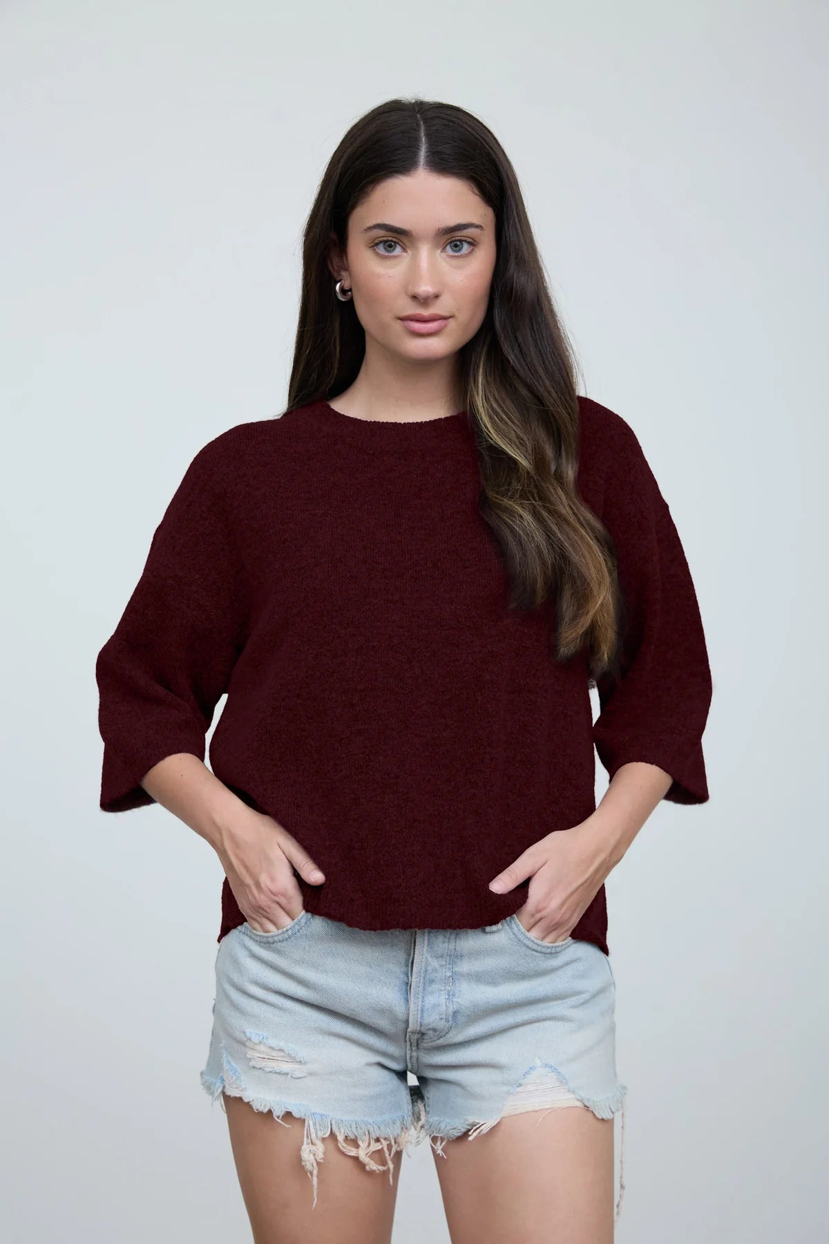 Henley Half Sleeve Boxy Pullover