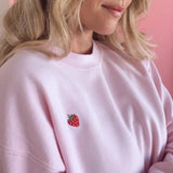 Strawberry Crewneck Embroidered Strawberry Sweatshirt