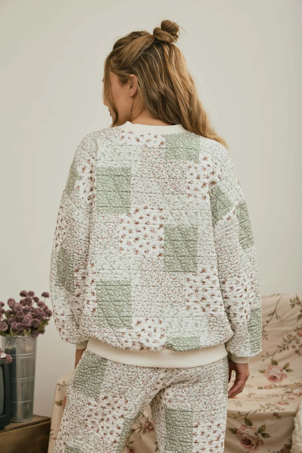 Jemma Patchwork Floral Quilted Knit Pullover - 2 Colors