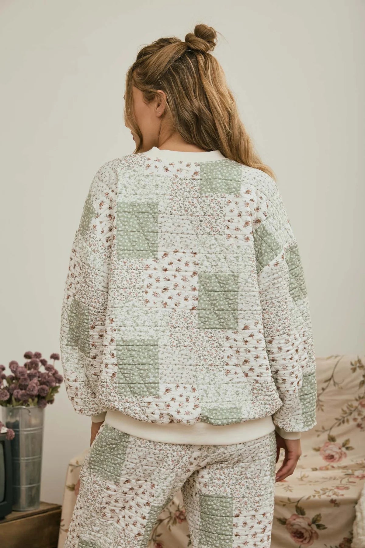 Jemma Patchwork Floral Quilted Knit Pullover - 2 Colors