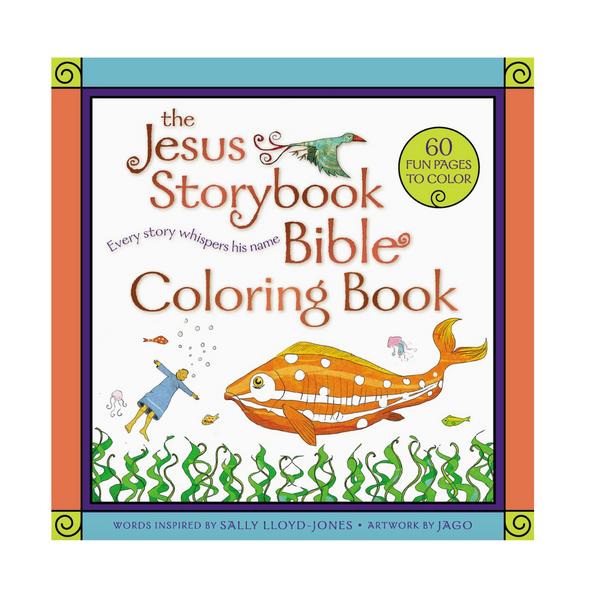 Cover of The Jesus Storybook Bible Coloring Book with underwater scene and bright illustrations

