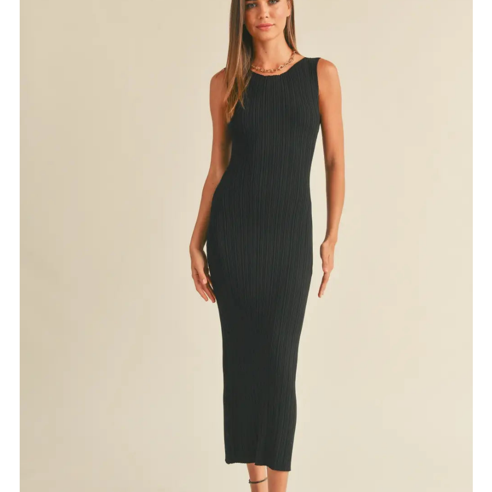 Riley Patterned Rib Knitted Long Dress