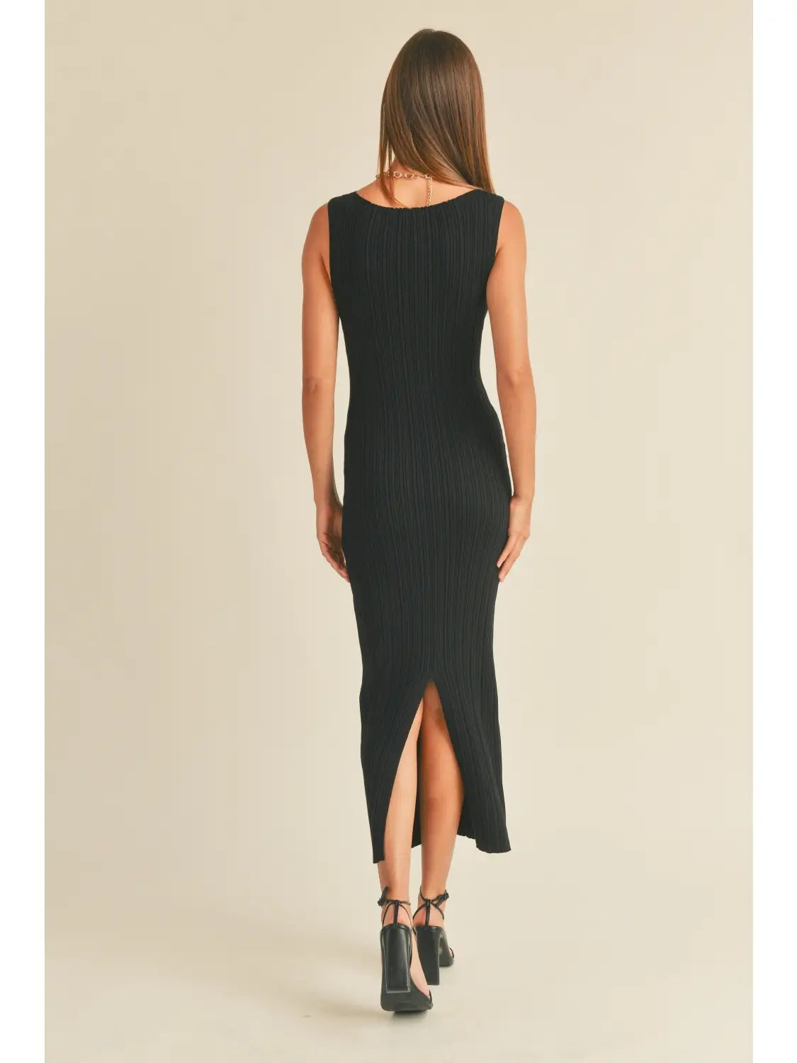 Riley Patterned Rib Knitted Long Dress