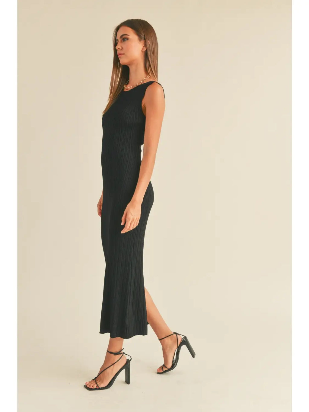 Riley Patterned Rib Knitted Long Dress