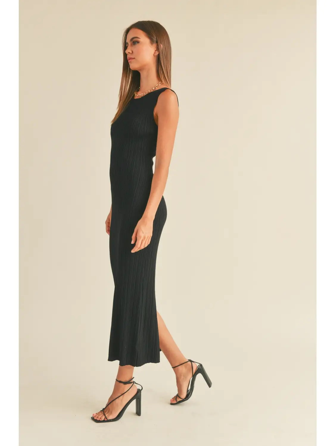 Riley Patterned Rib Knitted Long Dress