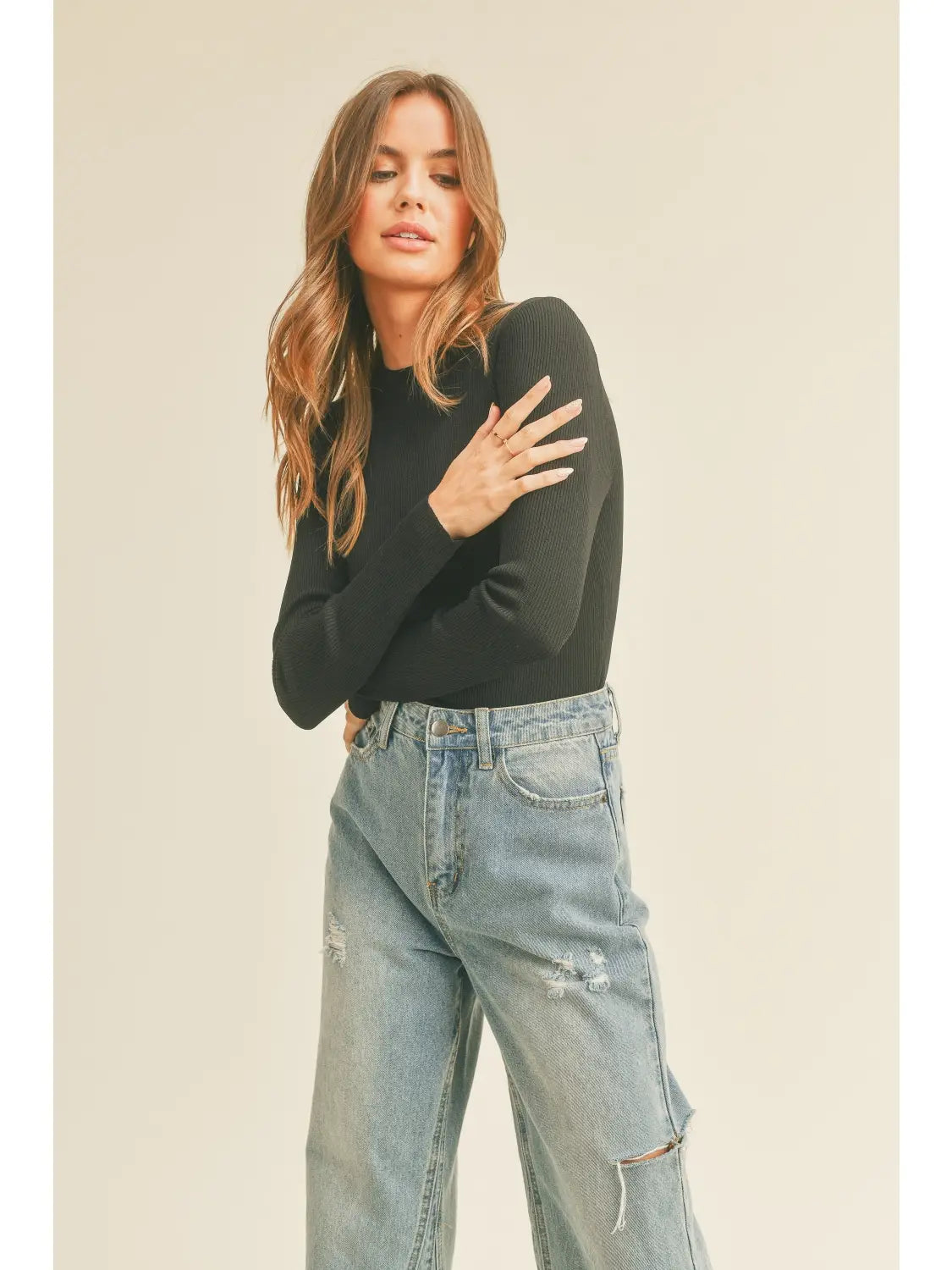 Robin Ribbed Long Sleeve Basic Top - 3 Colors