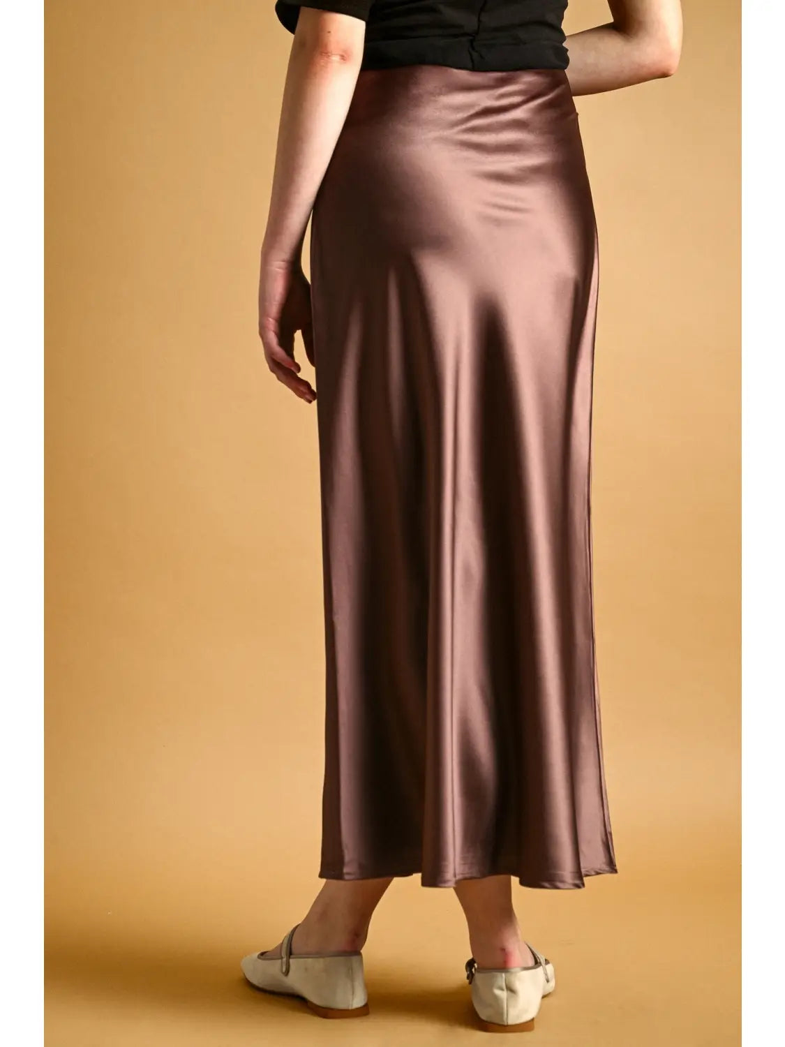 Rowan Brown Satin Maxi Skirt
