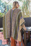 Western Colorful Crochet Patterned Ruana- CLEARANCE