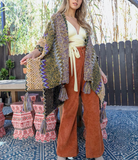 Western Colorful Crochet Patterned Ruana- CLEARANCE