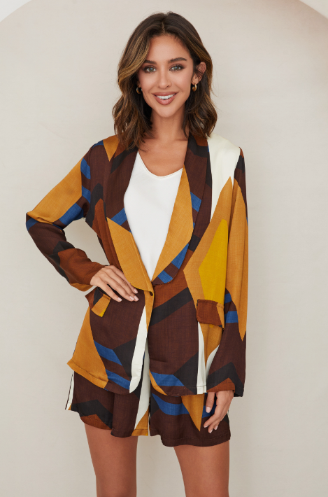 Ingrid Geo Print Blazer