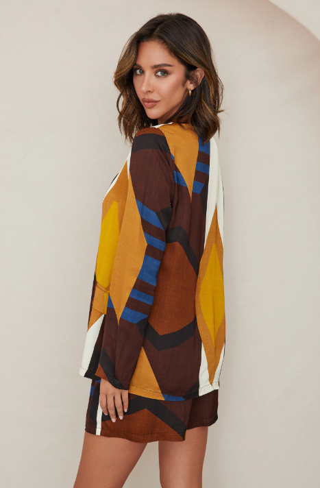 Ingrid Geo Print Blazer