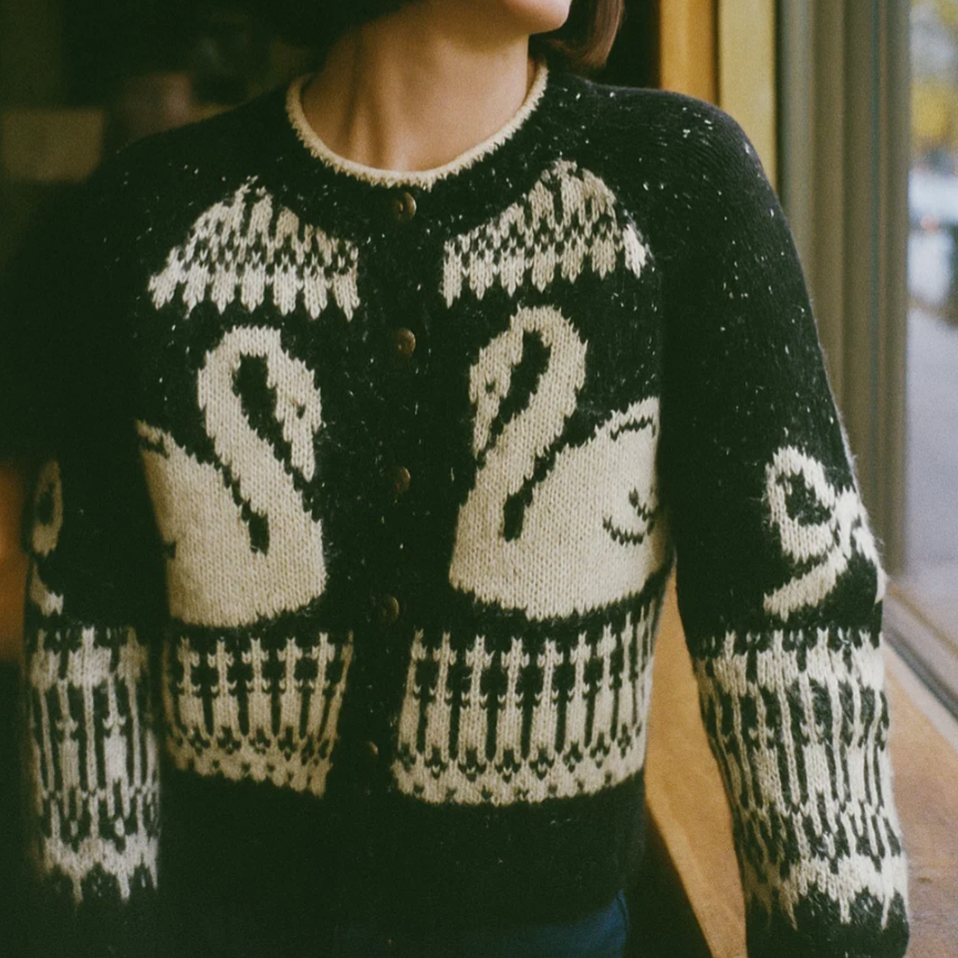 Swan Jacquard Cardigan