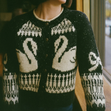 Swan Jacquard Cardigan