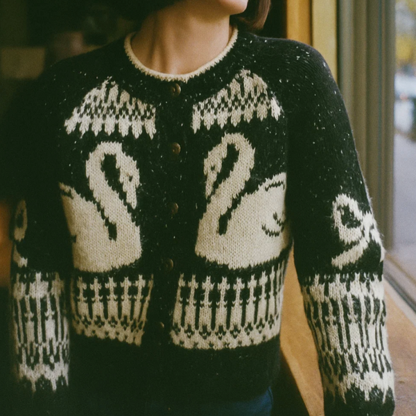 Swan Jacquard Cardigan