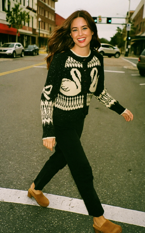 Swan Jacquard Cardigan – East Of These