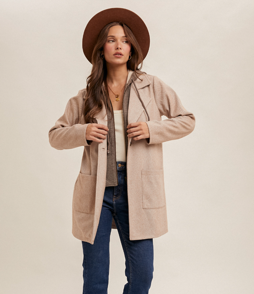 Faux Hoodie Coat