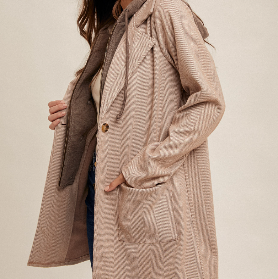 Faux Hoodie Coat