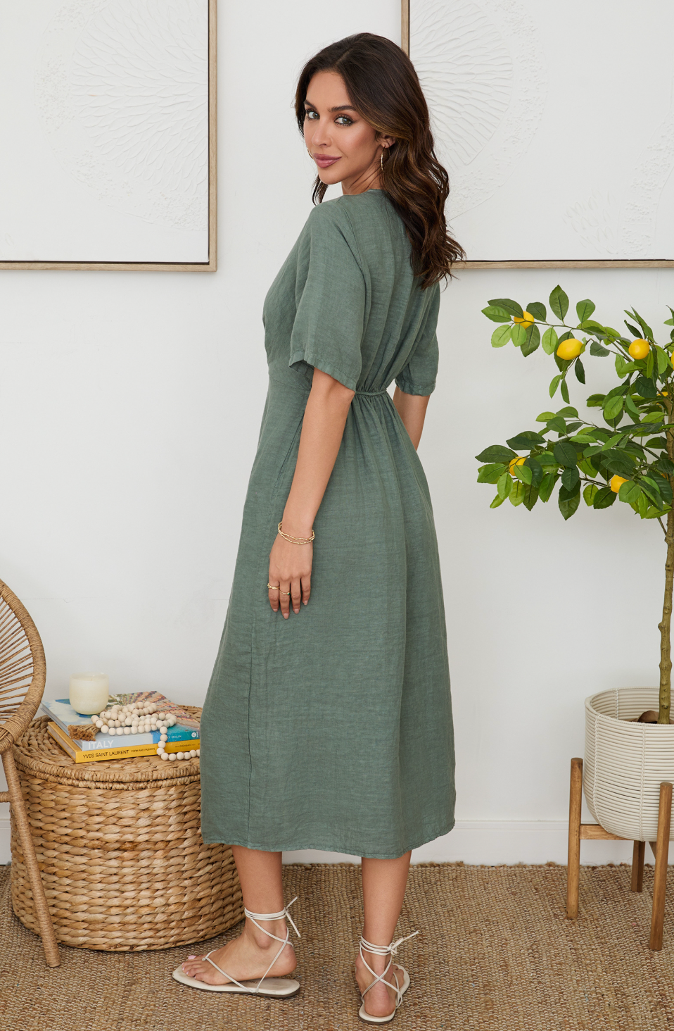 Maria Linen Midi Dress