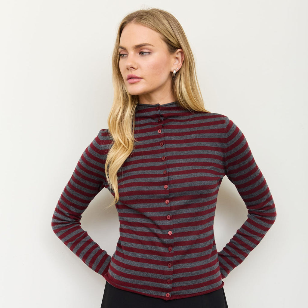 Frankie Raw Edge Striped Cardigan