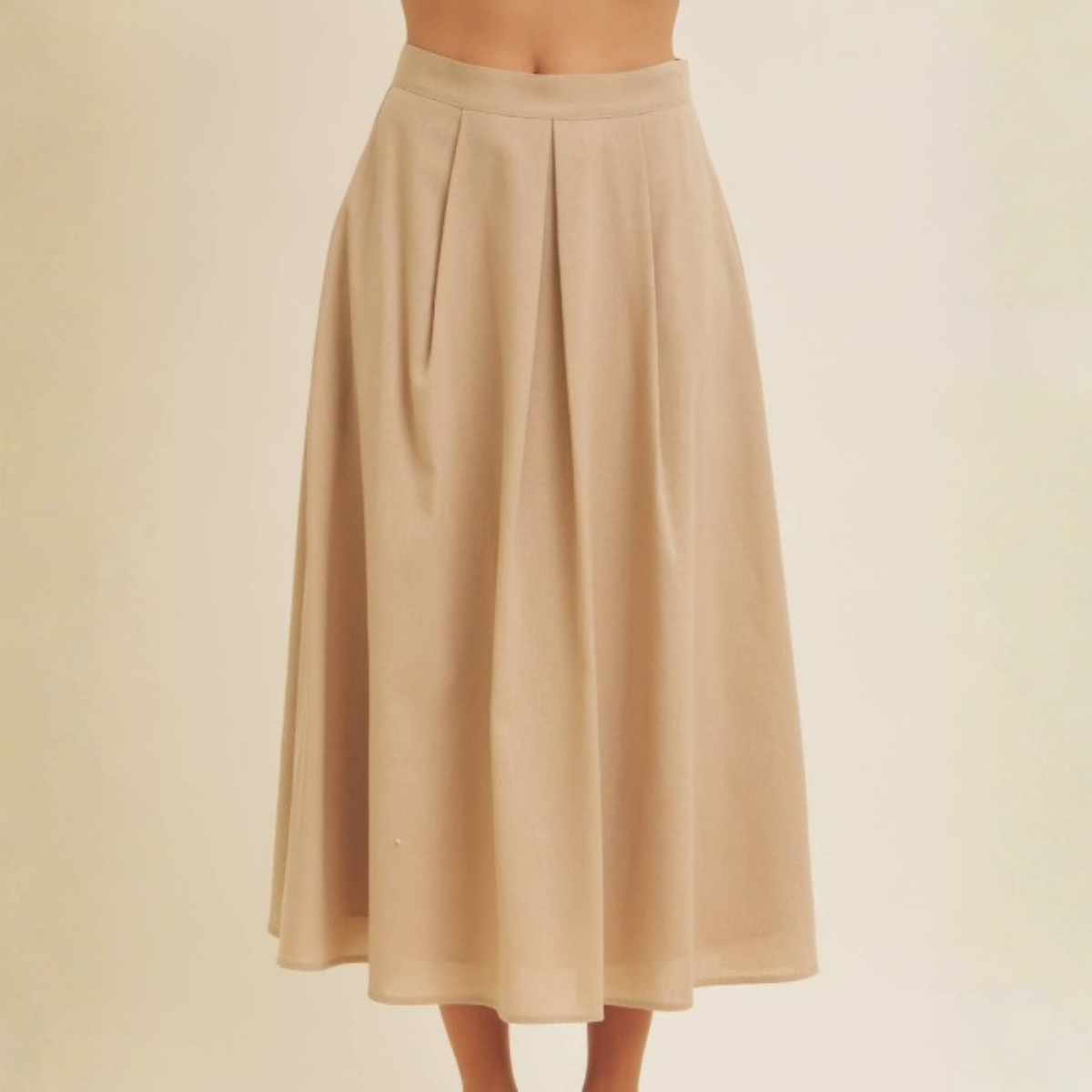 Ainsley Meadow Linen Blend Pleated Midi Skirt