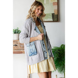 Knit Body Denim Layerd Jacket