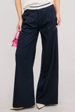 Minimalistic Contrast Waistband Pleated Trouser Pants