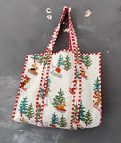 White Cotton Quilted Bag Hand Block Print Bag Party Wear Bag