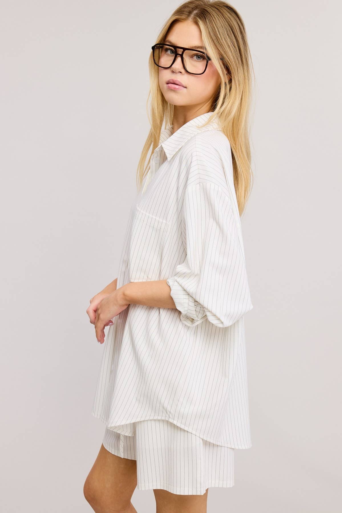 Pinstripe Drawstring Shorts - Black or White