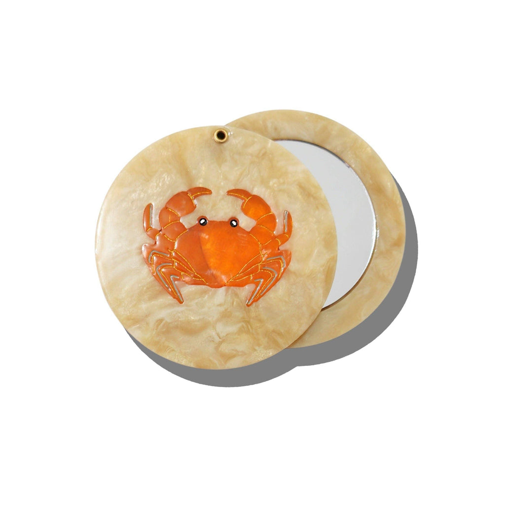 Hand-painted Crab Compact Mirror | Eco-Friendly