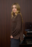 CREW NECK BUTTON DETAIL LONG SLEEVE KNIT TOP