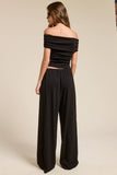 Off Shoulder Pants Set with Ruched Top