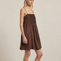 Chocolate Smocked Bodice Cami Mini Dress