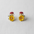 Vintage Yellow Camellia Enamel Stud Earrings