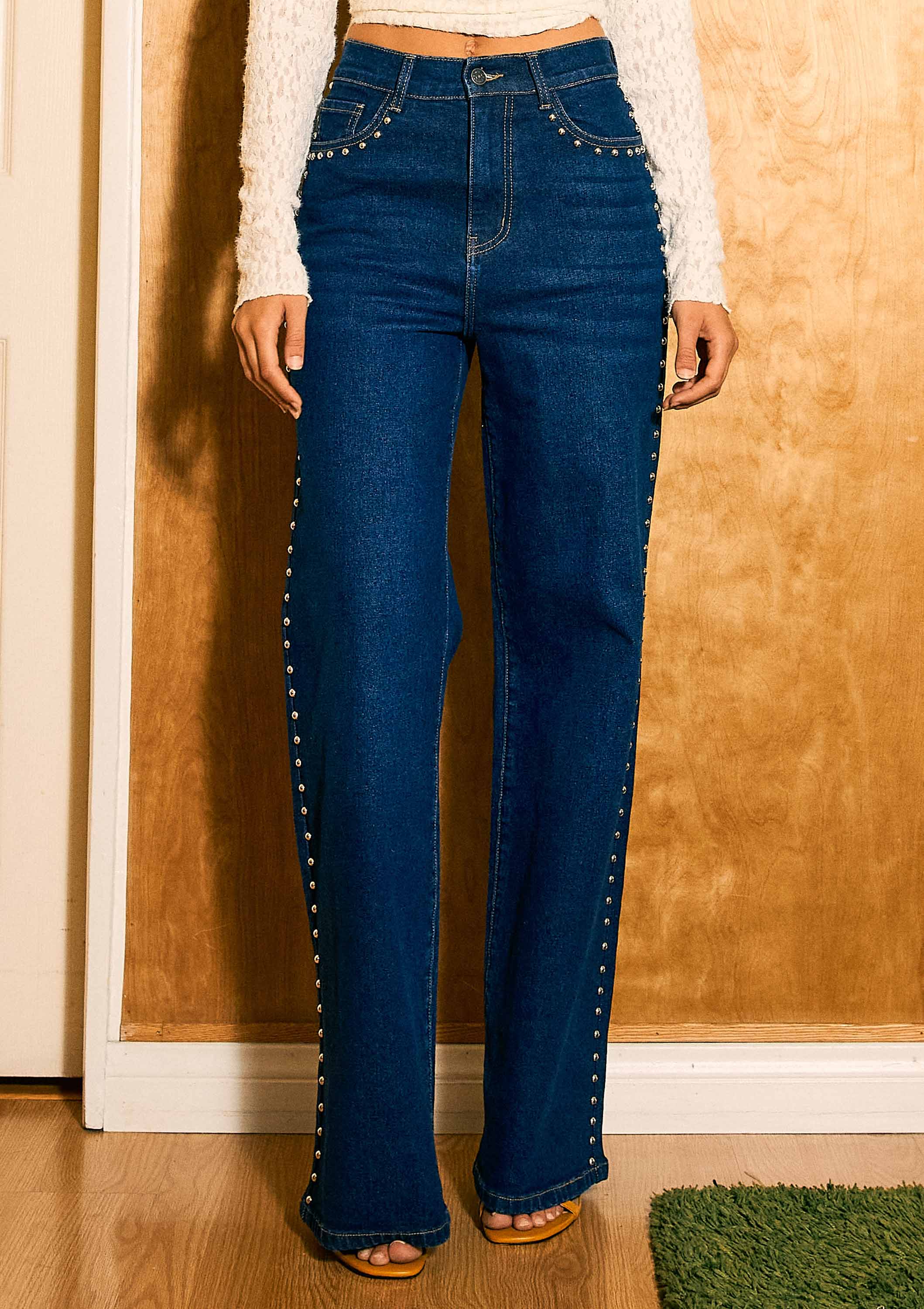 Stud Wide Leg Jeans