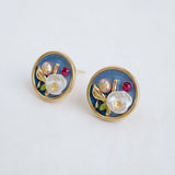 Baroque-Inspired Floral Pearl Drop Earrings